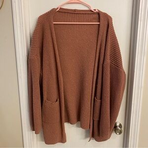 💚- Cozy Brown Open-Front Sweater 2XL